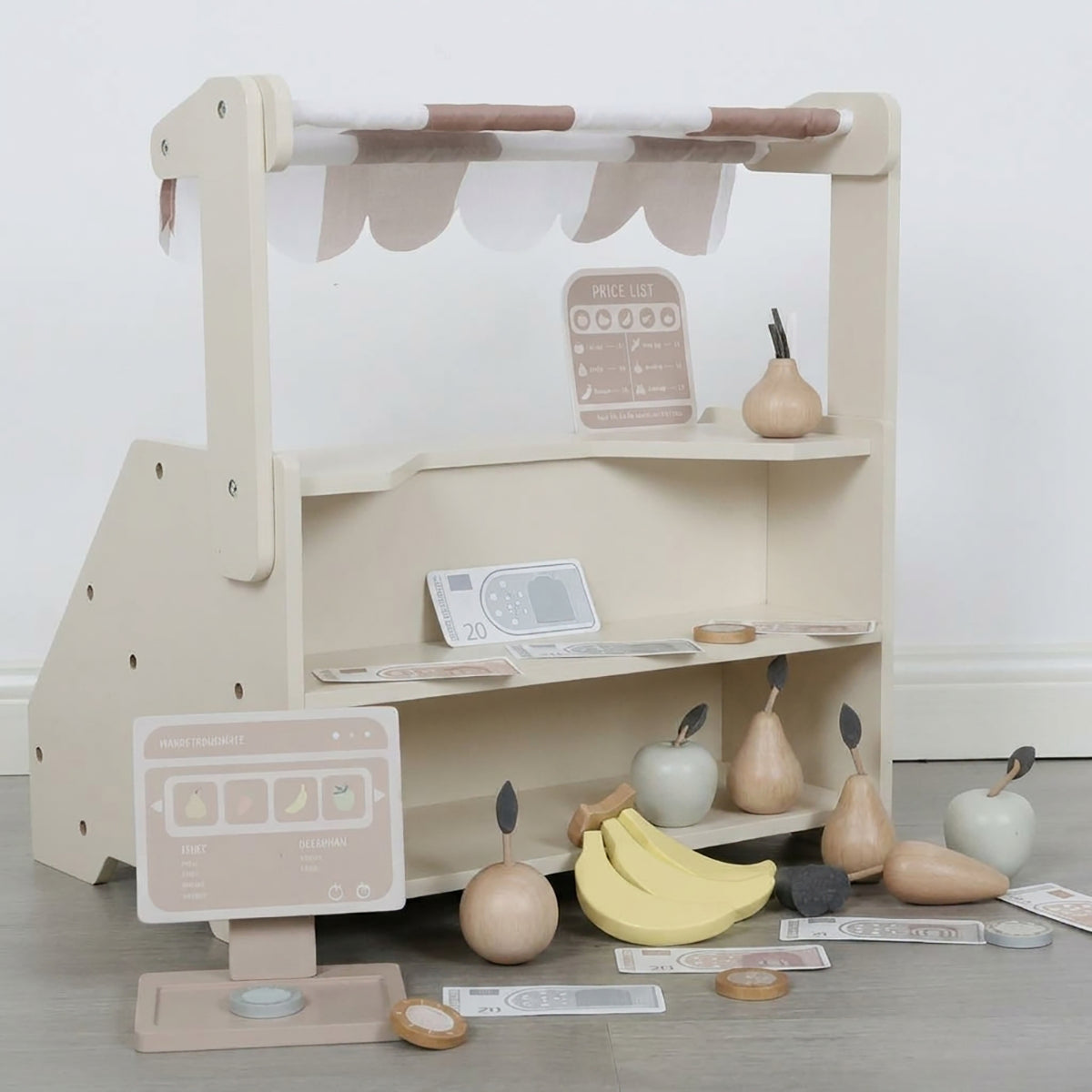 Toddler Pretend Play Market with Wooden Play Food
