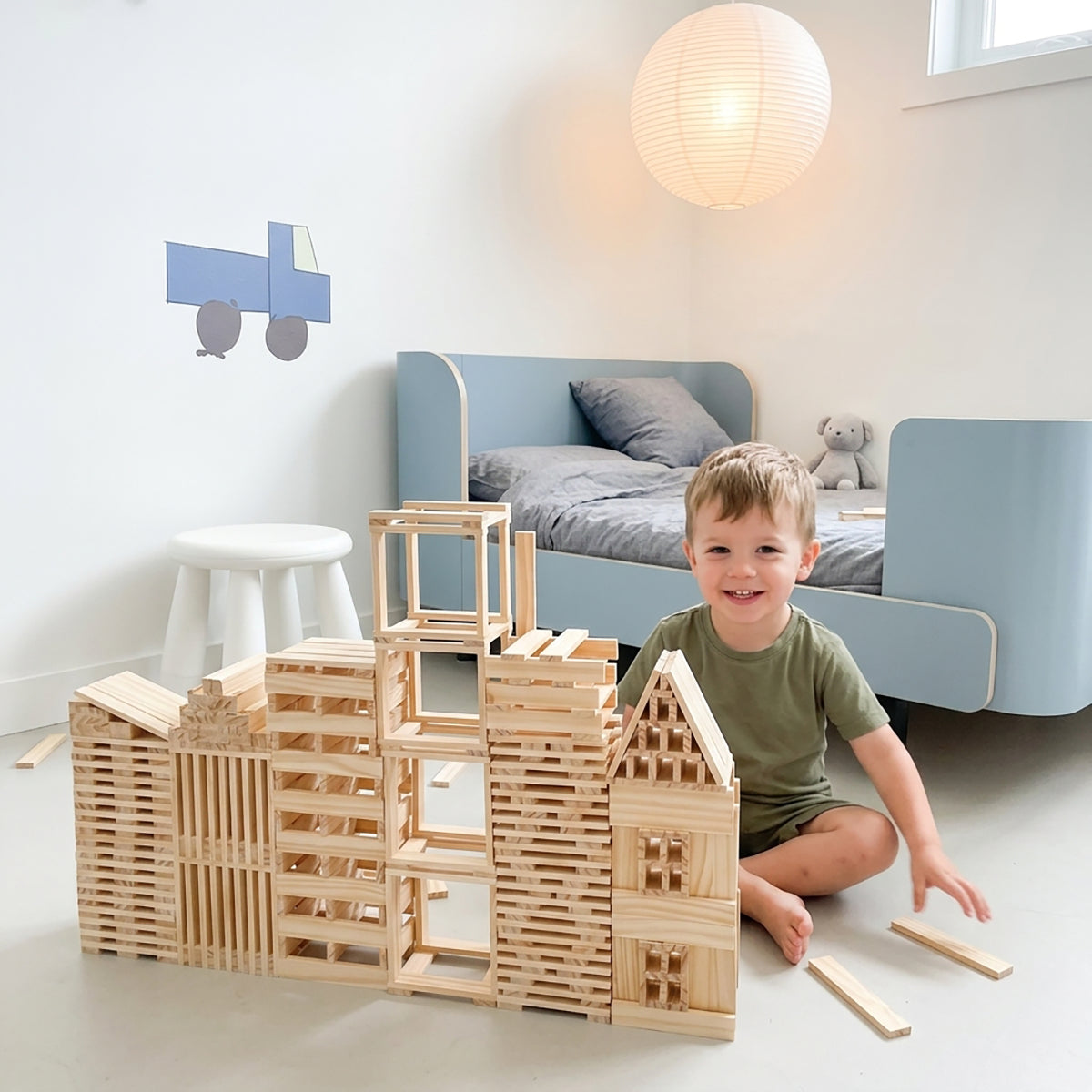 300-Piece STEM Archimedes Wooden Building Blocks Set