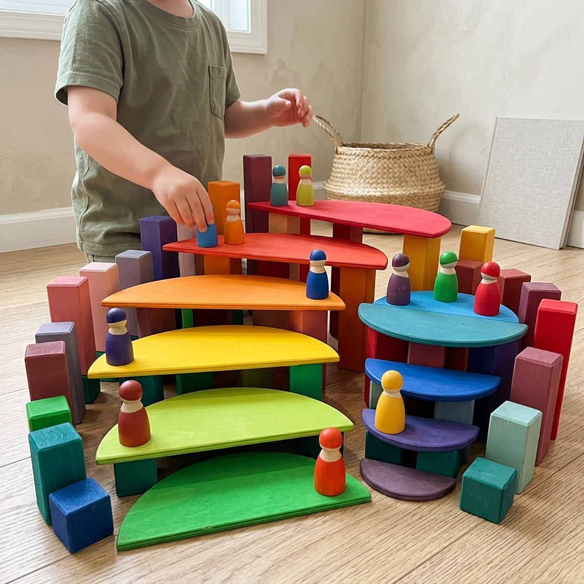 Wooden Rainbow Semicircle Stacker