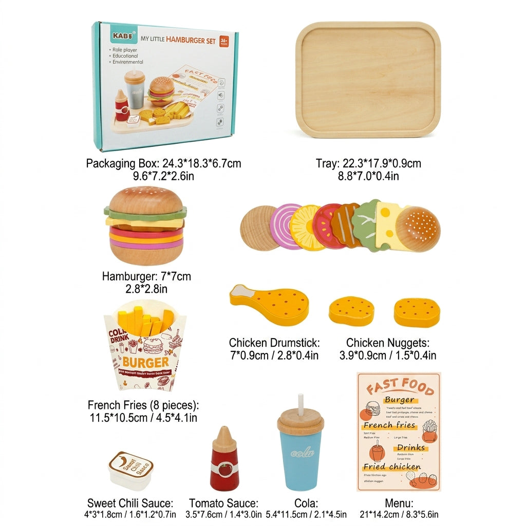 Pretend Play Fast Food Toy with Fries & Drink