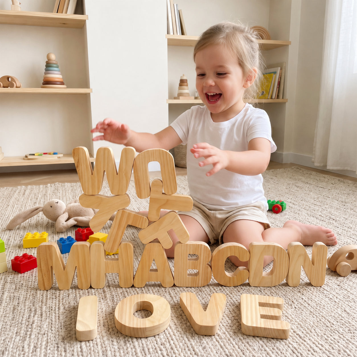 26-Piece Sustainable Bamboo Alphabet Letters Toy for Toddlers