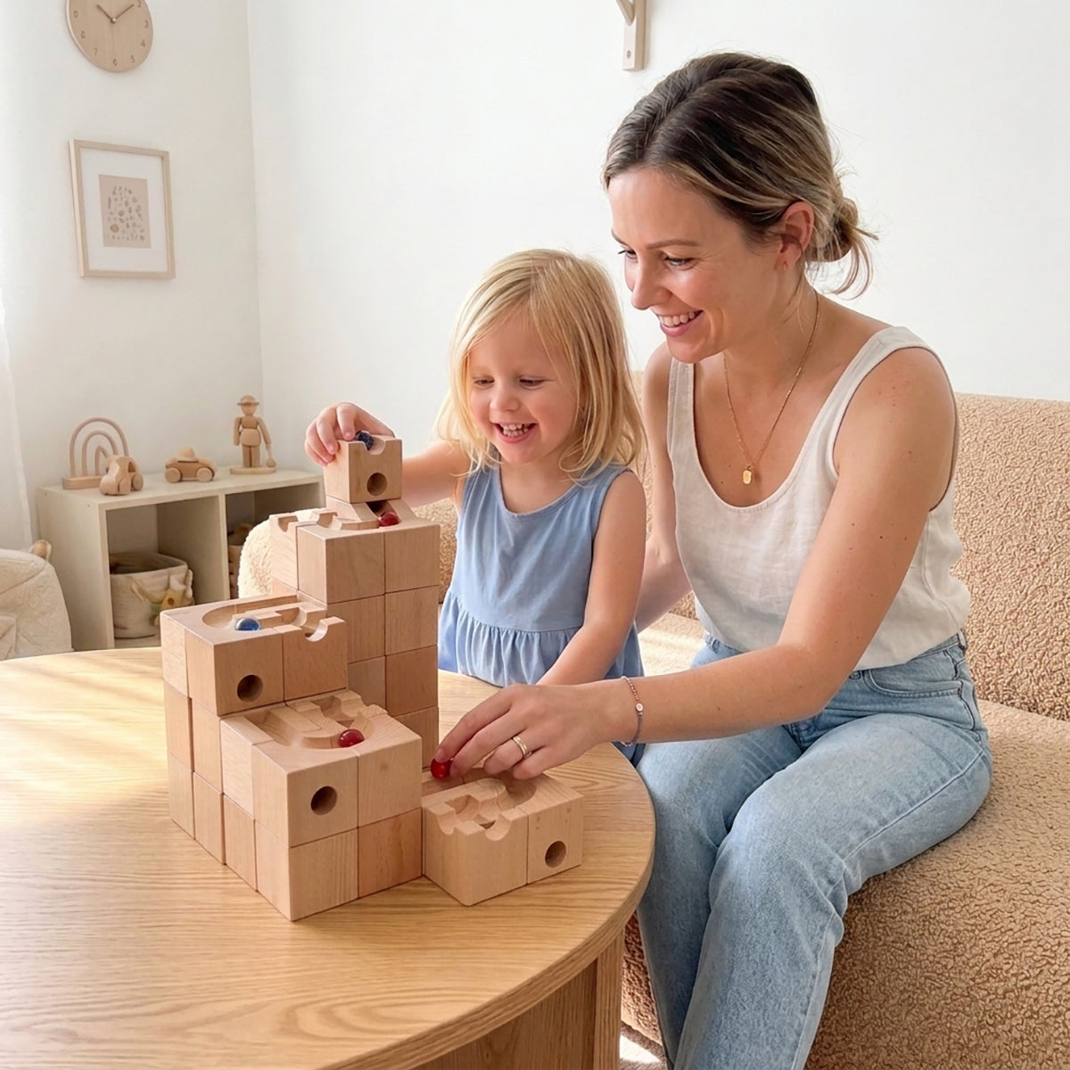 Solid Beech Wood Marble Run Set