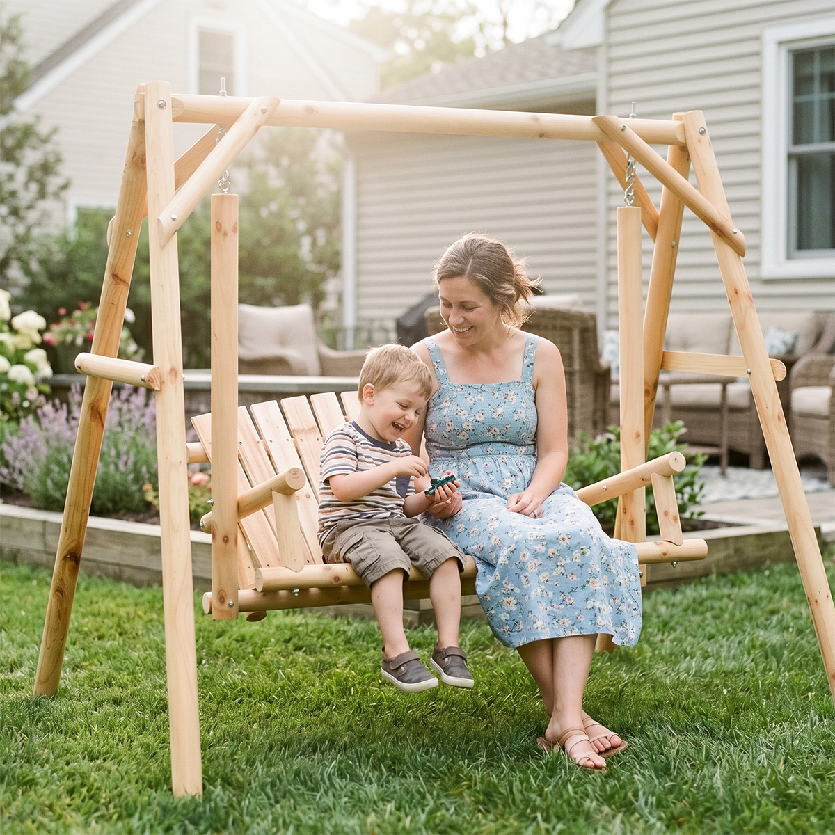 Hicooo® | Wooden Swing Bench