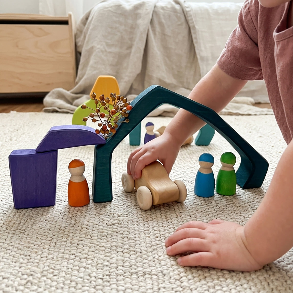 23-Piece Four Elements Large Wooden Stacking Puzzle Set