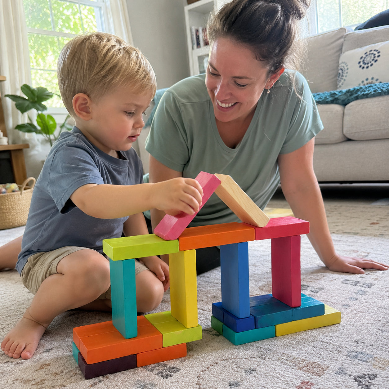 Open-Ended STEM Colorful Wooden Building Planks