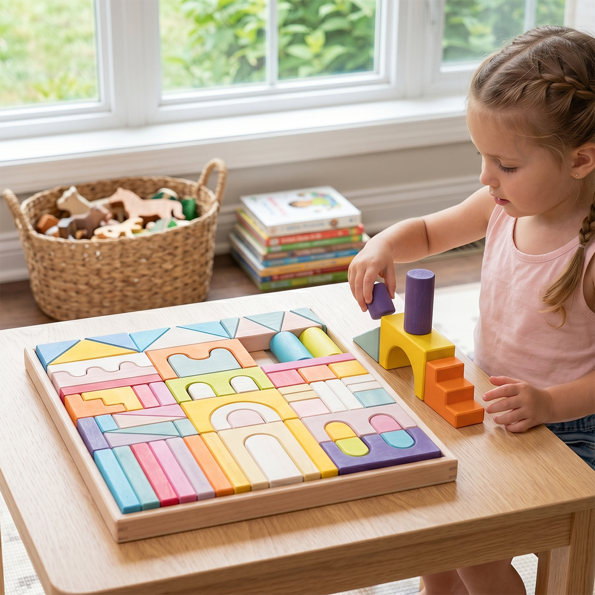 62 Pcs Extra Large Wooden Castle Building Blocks Set