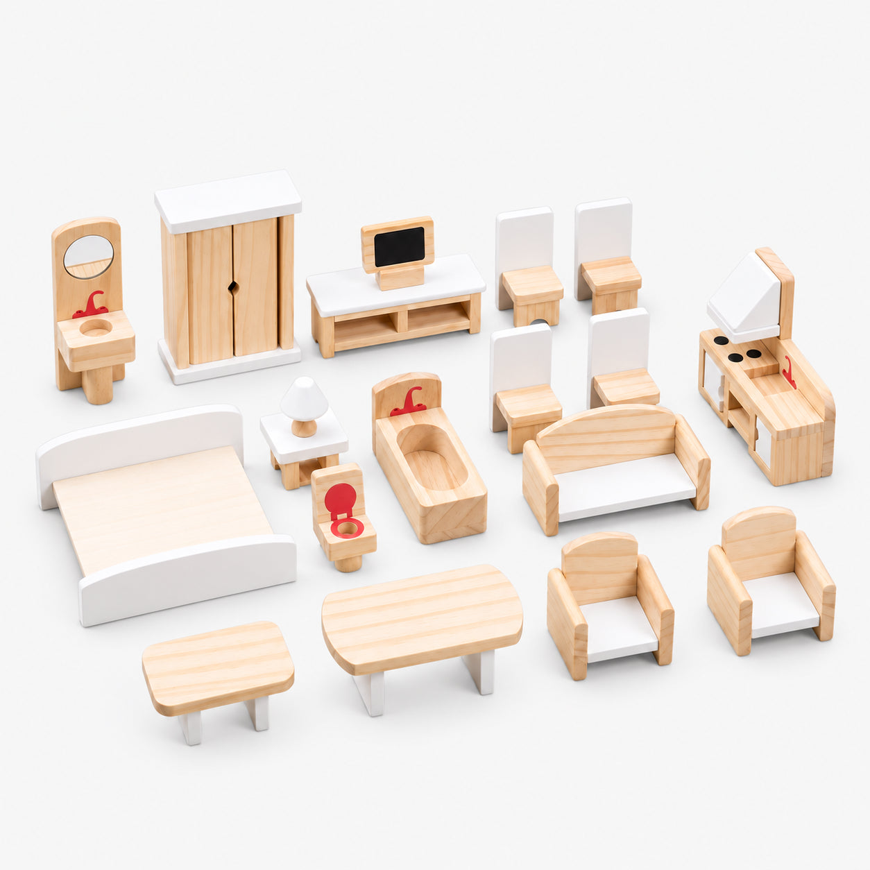 Wooden Dollhouse Furniture Set