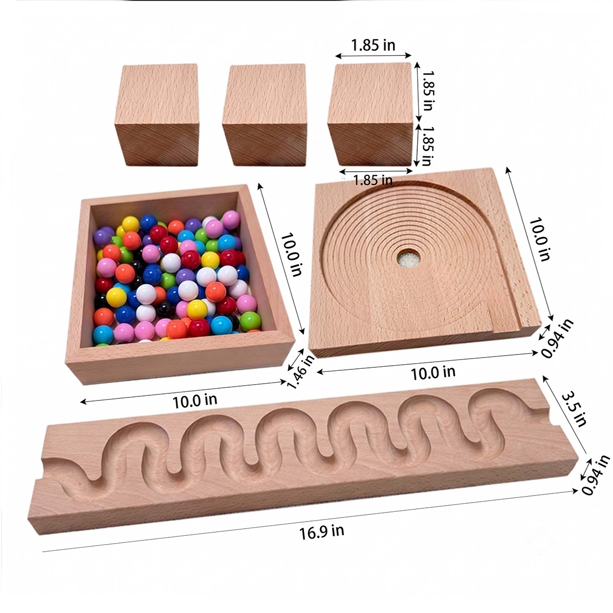Small Wooden Marble Run Set with 100 Beads