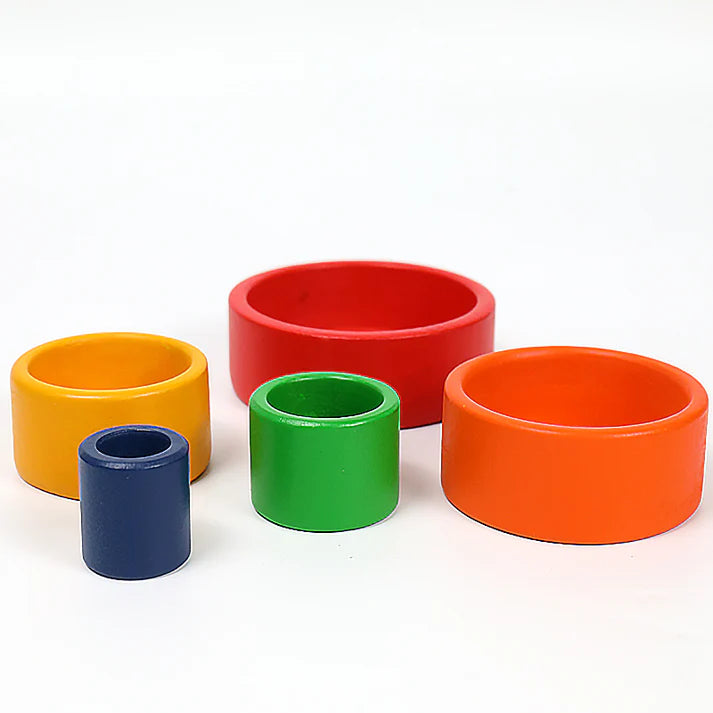 5-Piece Montessori Wooden Nesting & Stacking Bowls