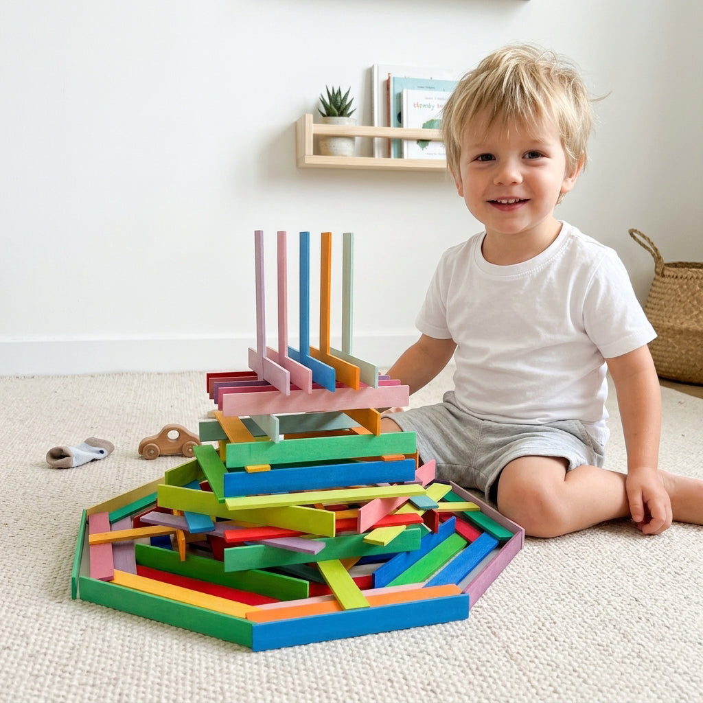 100 Pcs Wooden Da Vinci Bridge Sticks — STEM Construction Set for Kids