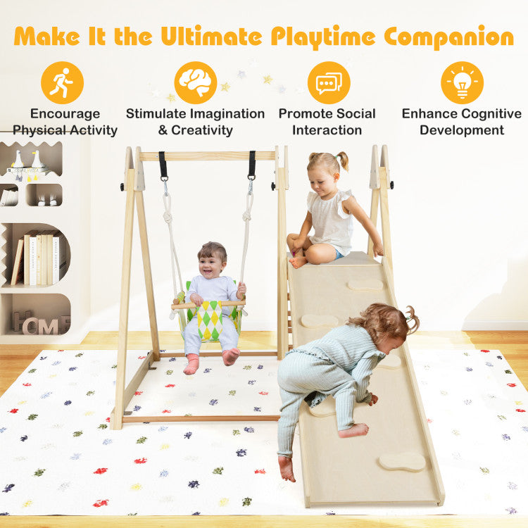 Indoor Jungle Gym Climbing Triangle Swing and Extended Slide