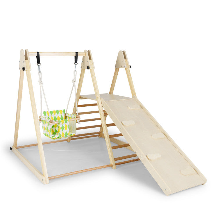 Indoor Jungle Gym Climbing Triangle Swing and Extended Slide