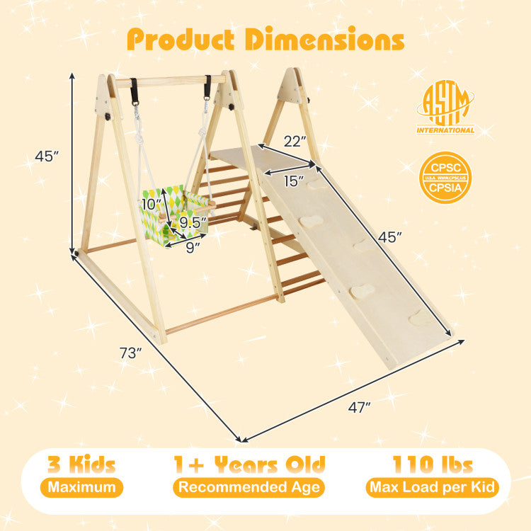 Indoor Jungle Gym Climbing Triangle Swing and Extended Slide