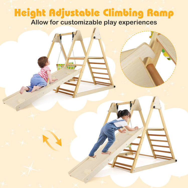 Indoor Jungle Gym Climbing Triangle Swing and Extended Slide