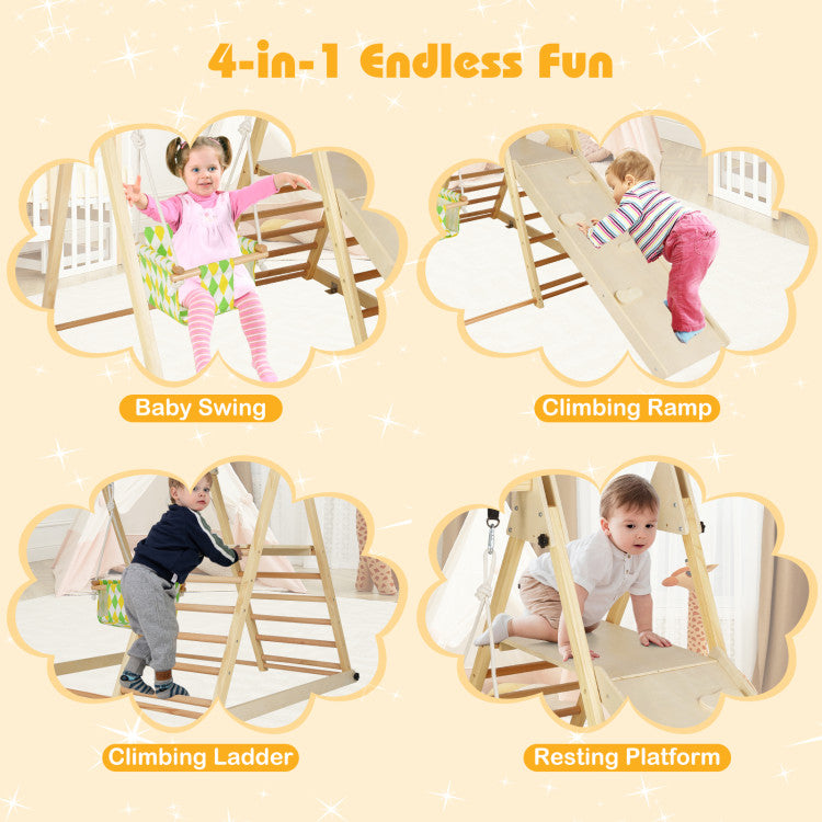 Indoor Jungle Gym Climbing Triangle Swing and Extended Slide