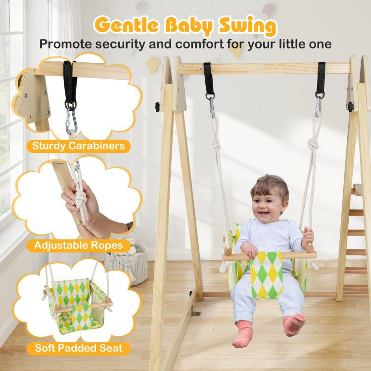 Indoor Jungle Gym Climbing Triangle Swing and Extended Slide