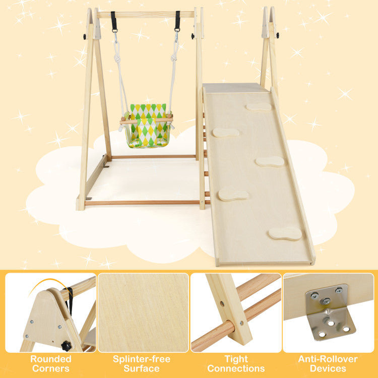 Indoor Jungle Gym Climbing Triangle Swing and Extended Slide