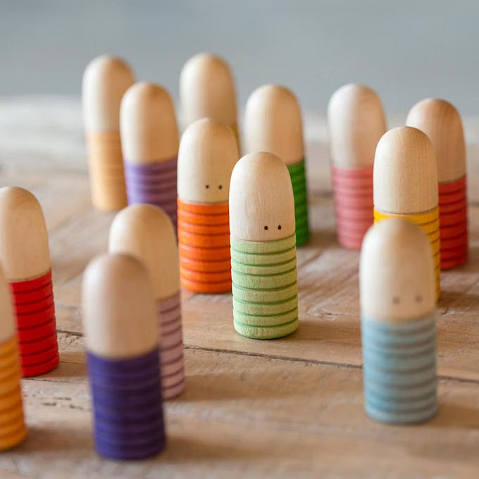 18-Piece Beechwood Open-Ended Small World Figures