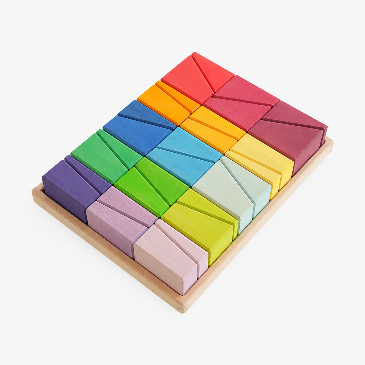 30 Pcs Slanted Wooden Building Blocks Set