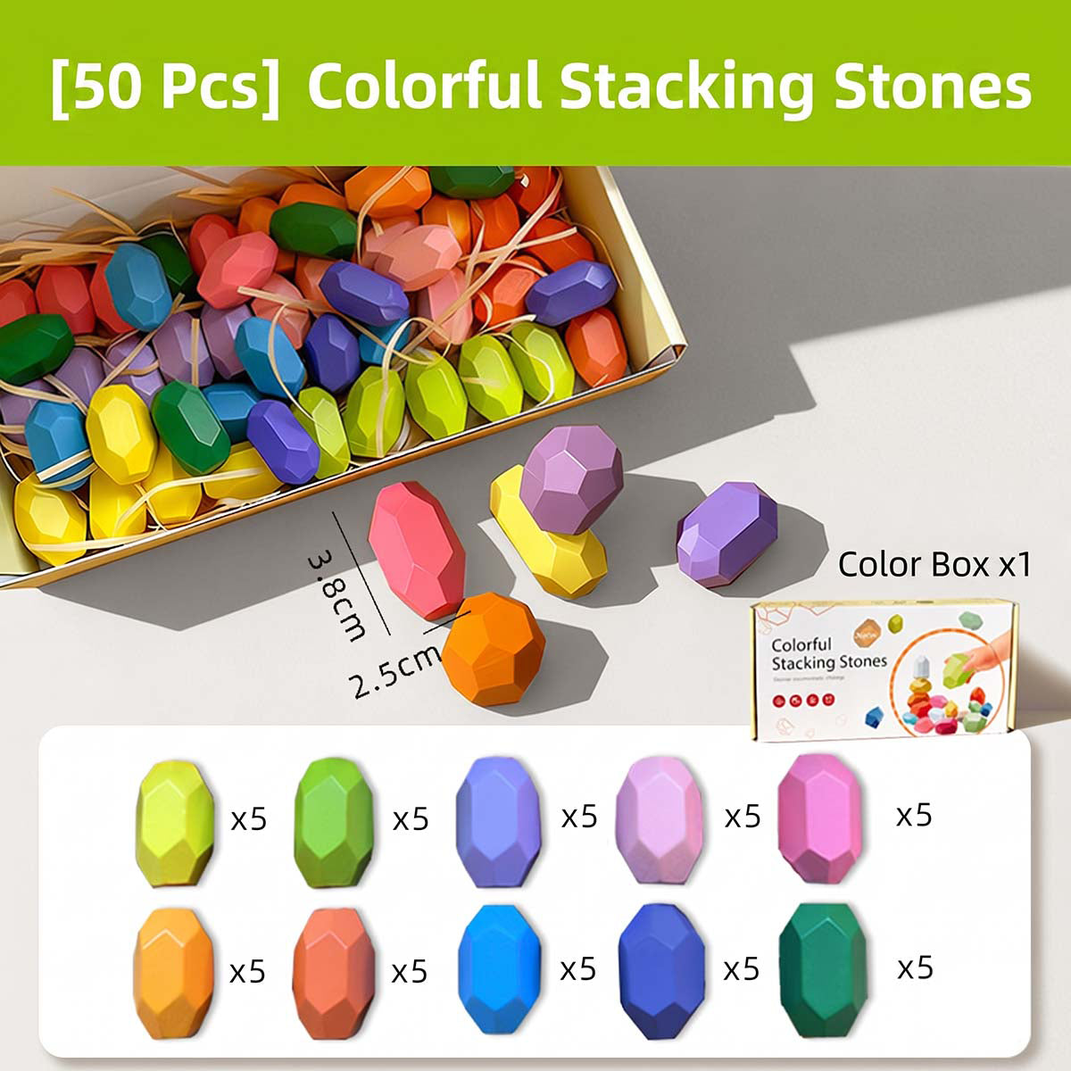 Hicooo® | 50 PCS Small Stone Stacking Blocks