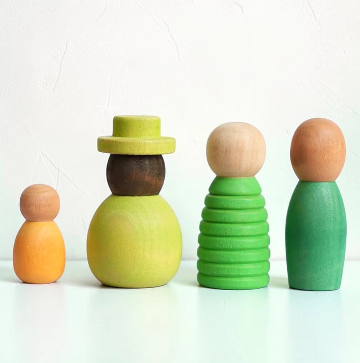 12-Piece Diverse Wooden Peg Dolls Set