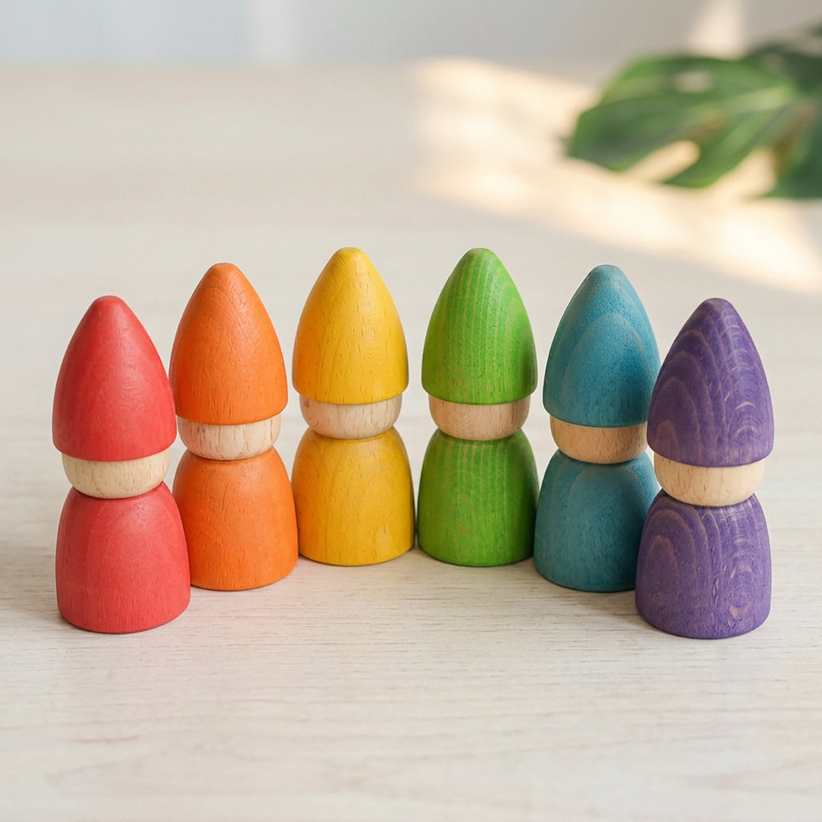 Wooden Rainbow Peg Doll Set