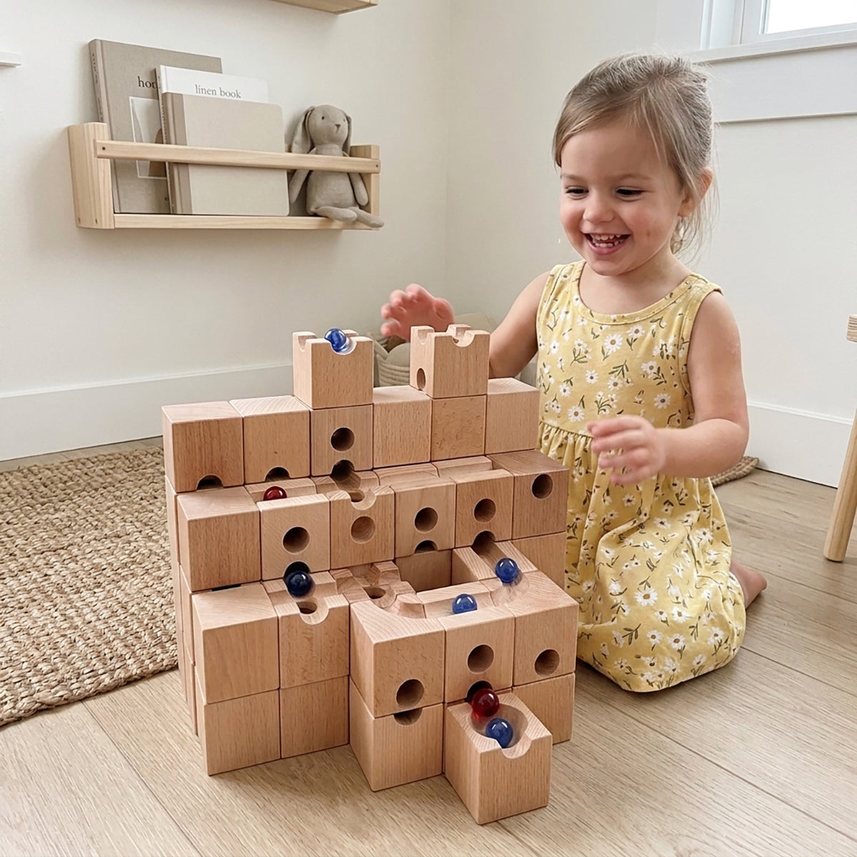 Solid Beech Wood Marble Run Set