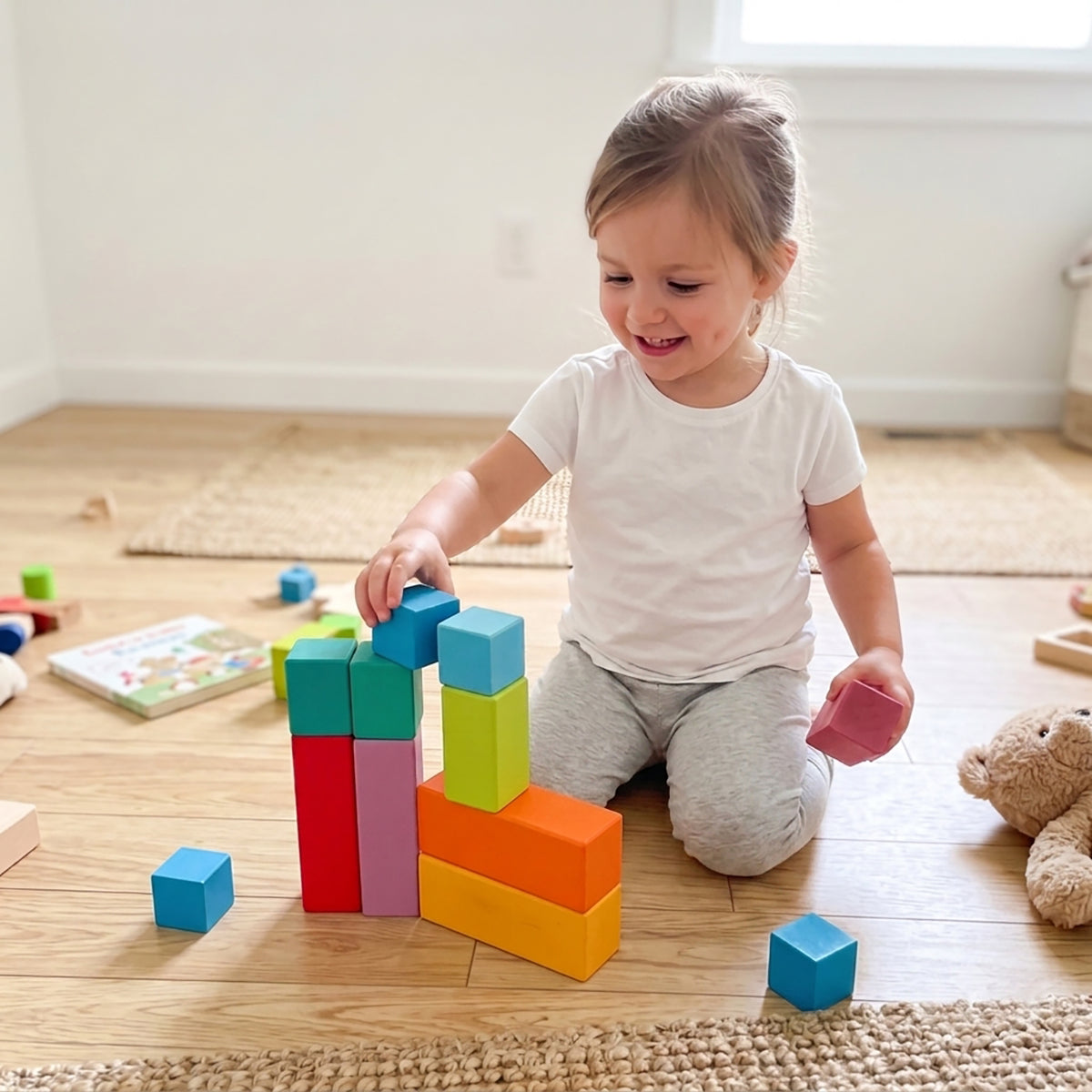 Rainbow Stepped Pyramid Wooden Building Blocks