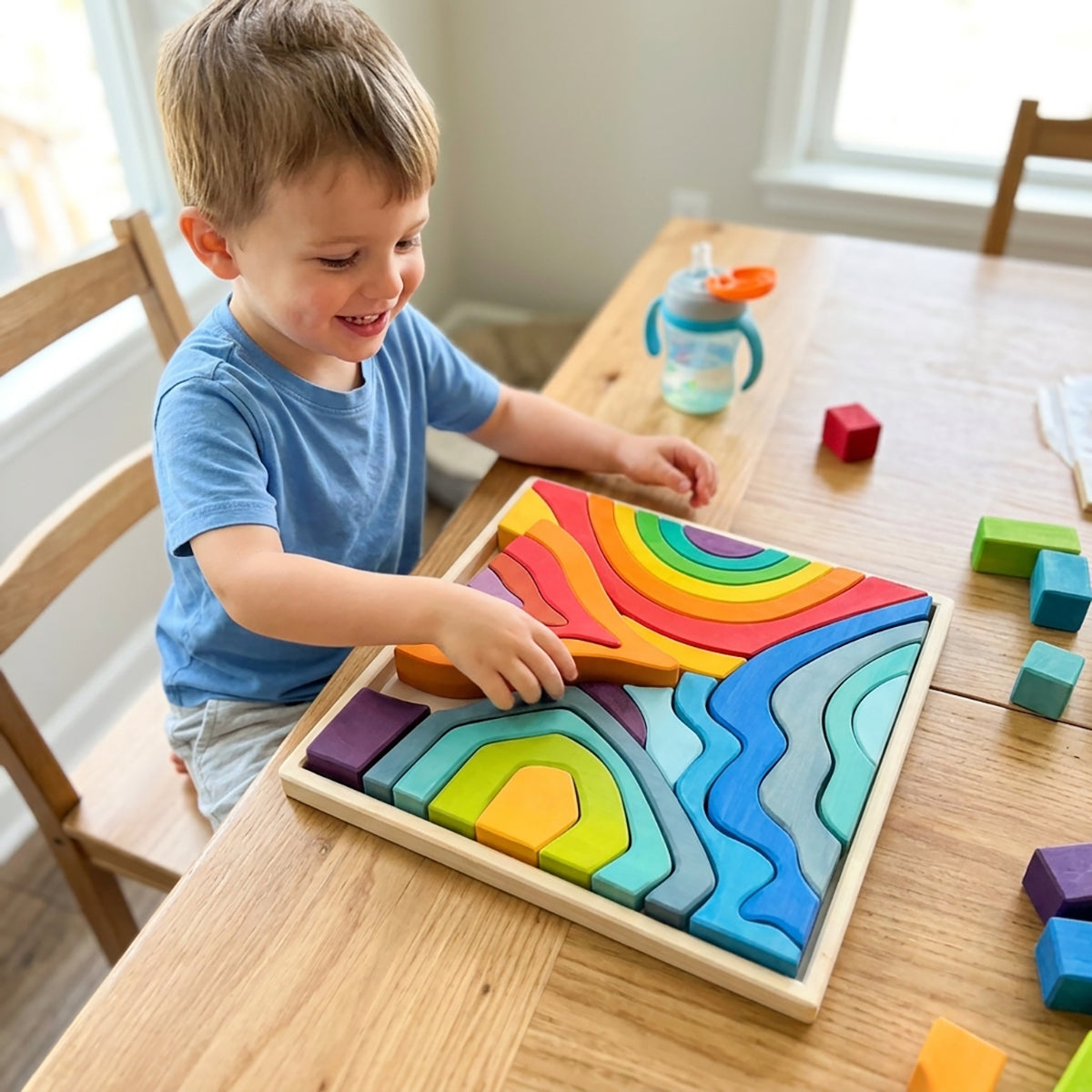 23-Piece Four Elements Large Wooden Stacking Puzzle Set