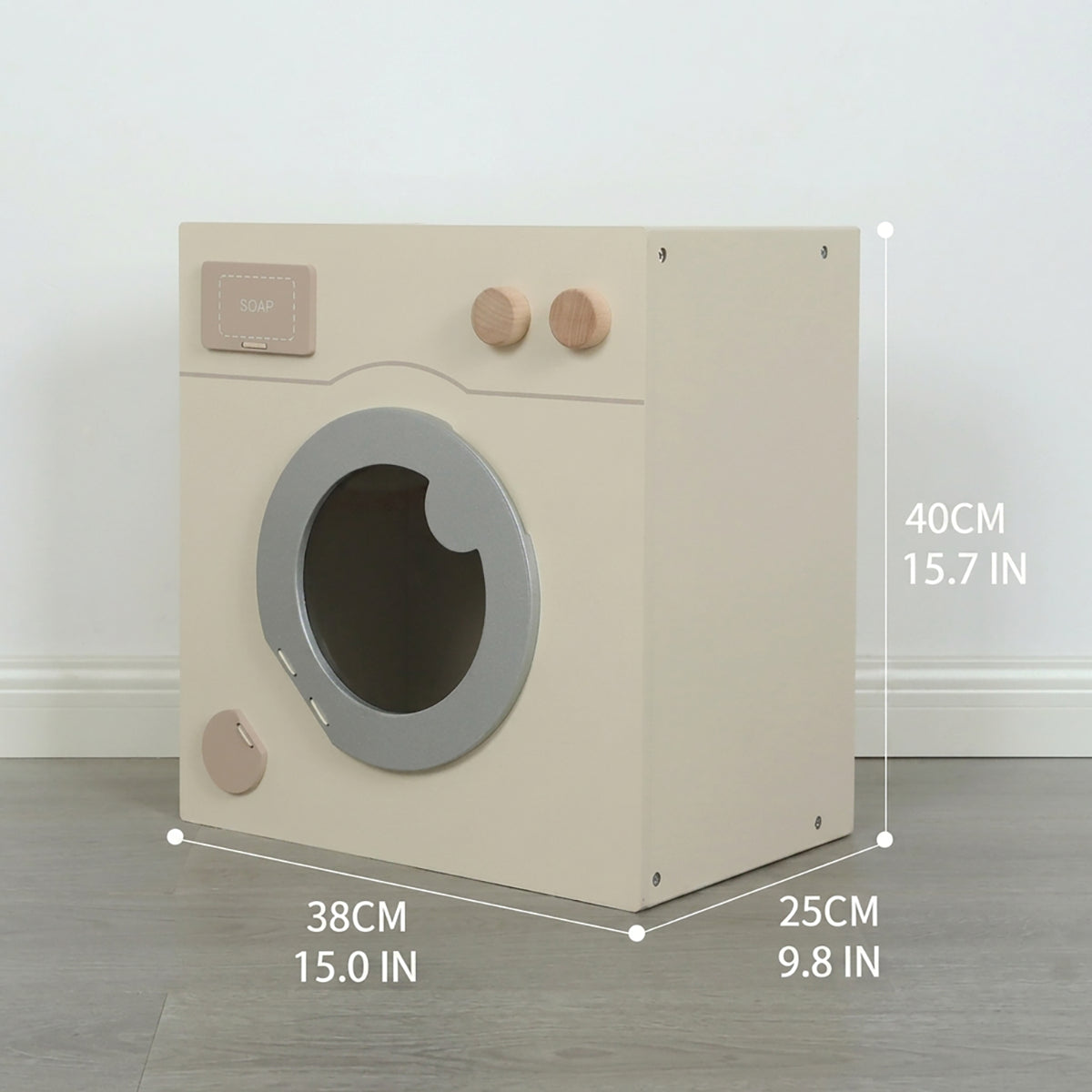 Wooden Pretend Laundry Play Set with Clothes & Hangers