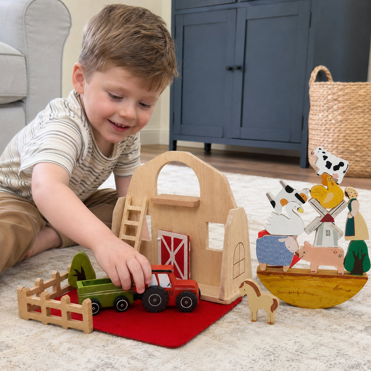 Montessori Wooden Farm Playset