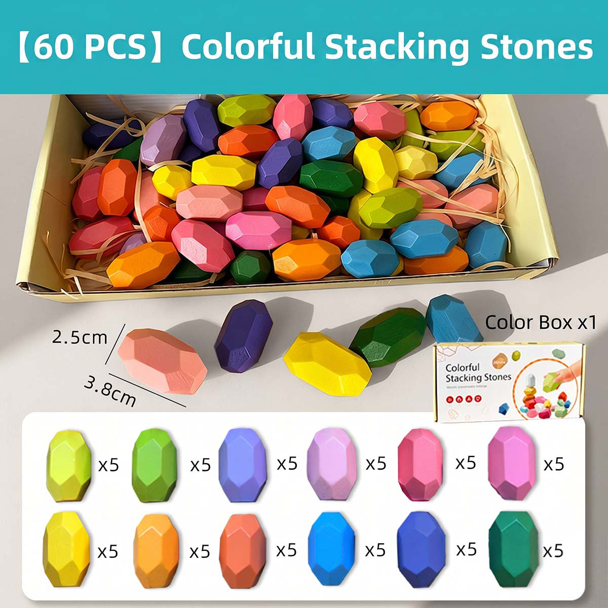 Hicooo® | 50 PCS Small Stone Stacking Blocks