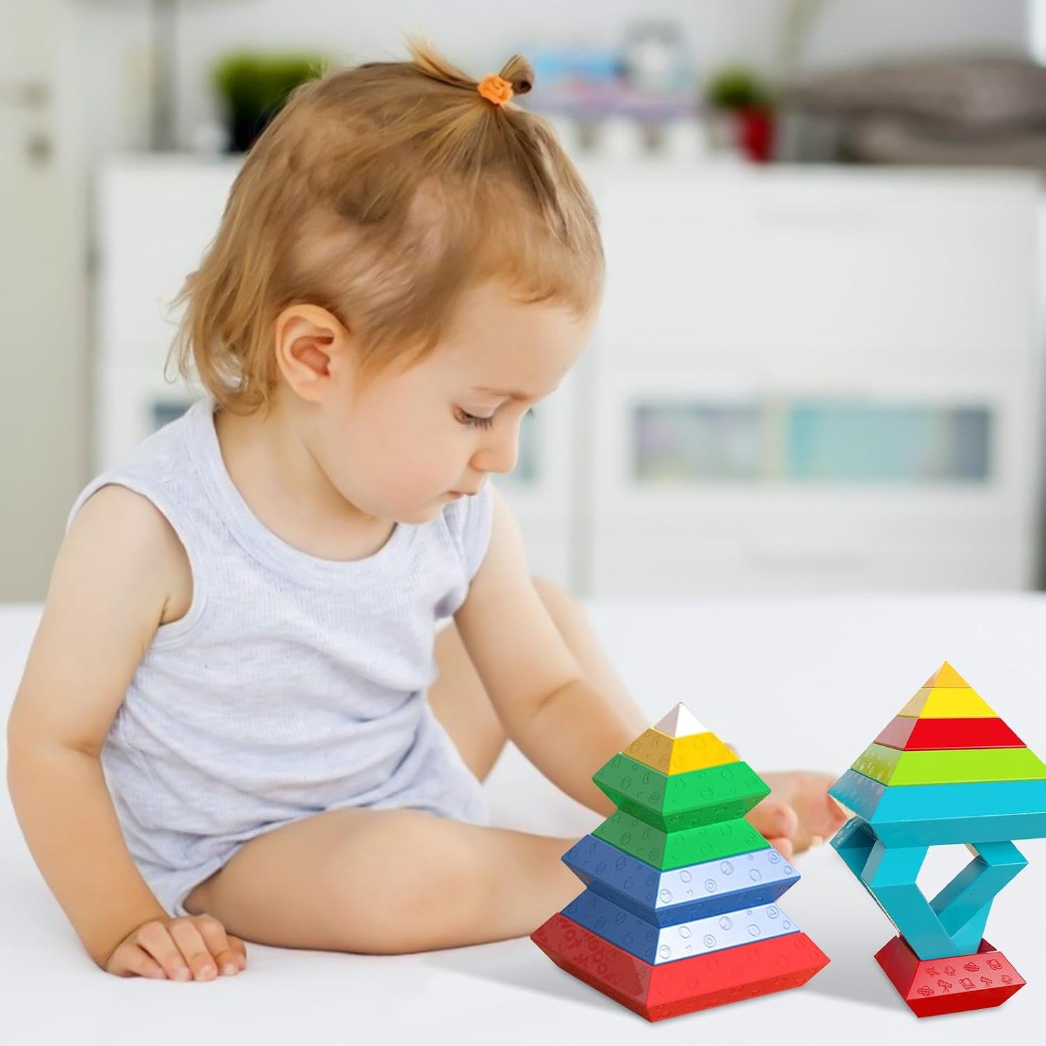 30-Piece Montessori Pyramid Building Blocks