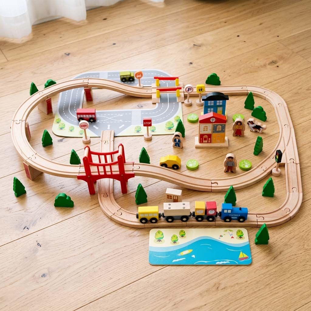 Wooden Large Train Set with Tracks