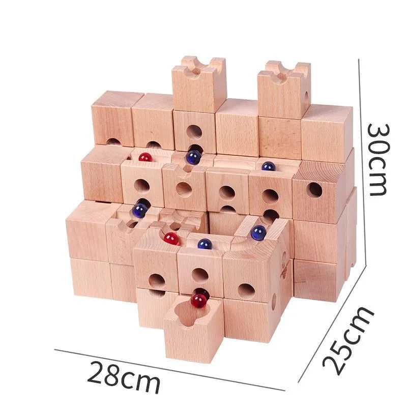 Solid Beech Wood Marble Run Set