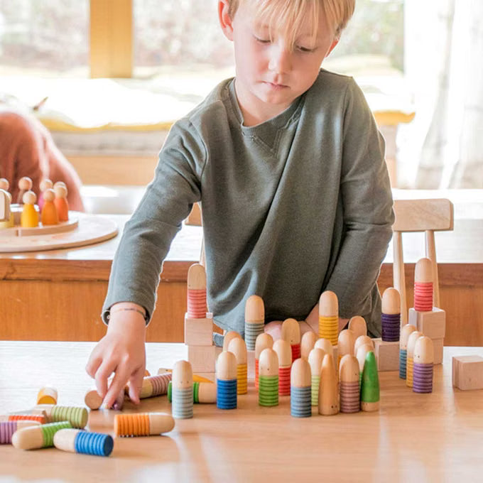 18-Piece Beechwood Open-Ended Small World Figures