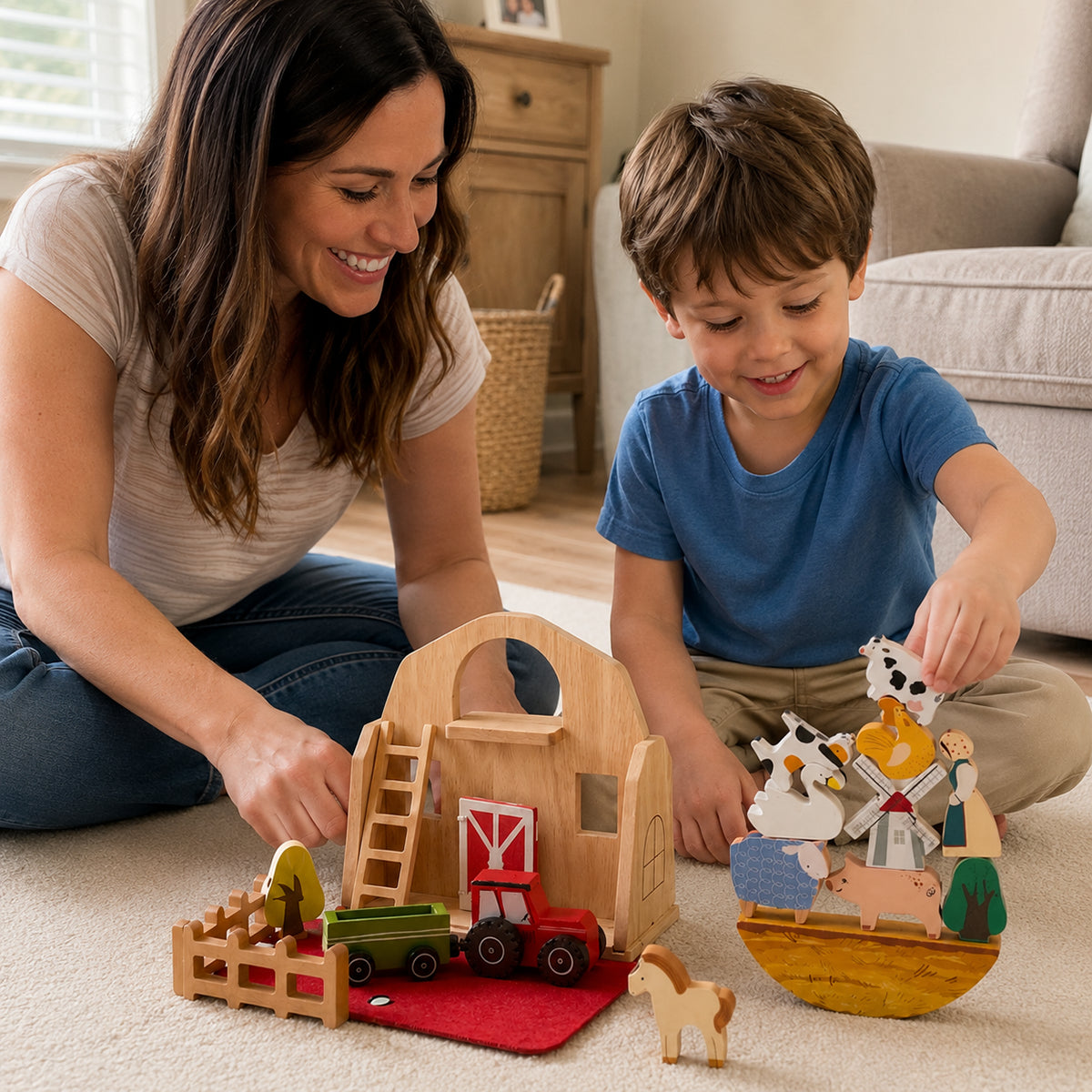 Montessori Wooden Farm Playset