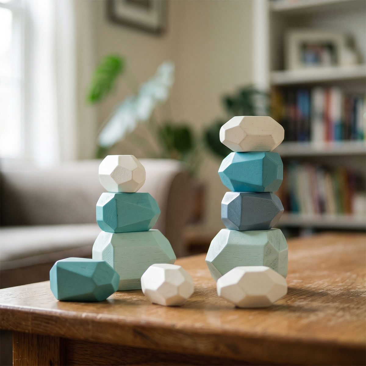 10 PCS Wooden Stone Stacking Blocks