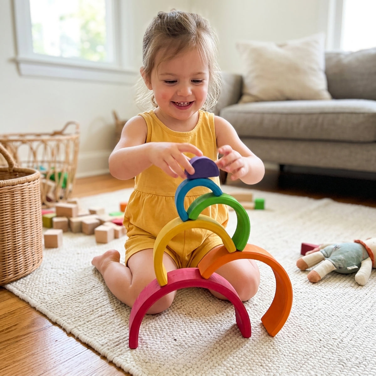 Medium Wooden Rainbow Tunnel & Stacking Arches