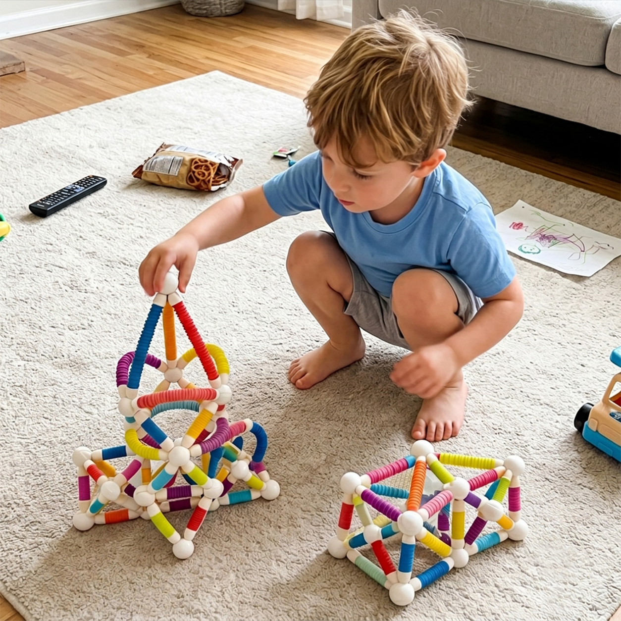 36-Piece Flexible Retractable Magnetic Building Sticks Set