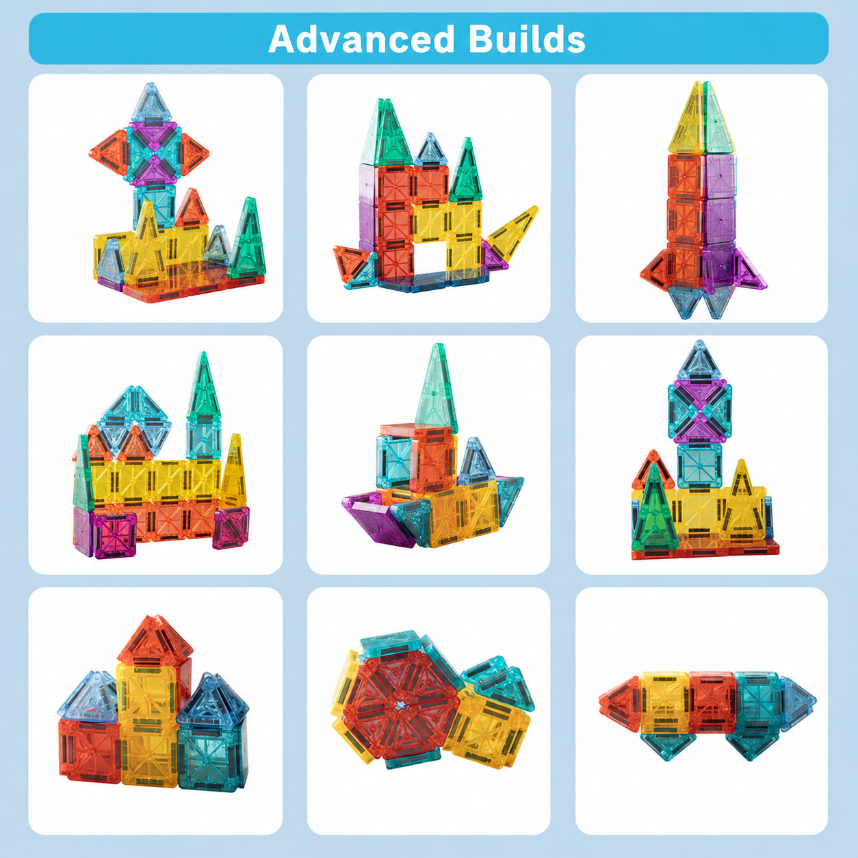 56-Piece Mini Magnetic Building Tiles Travel Set with Tin Box