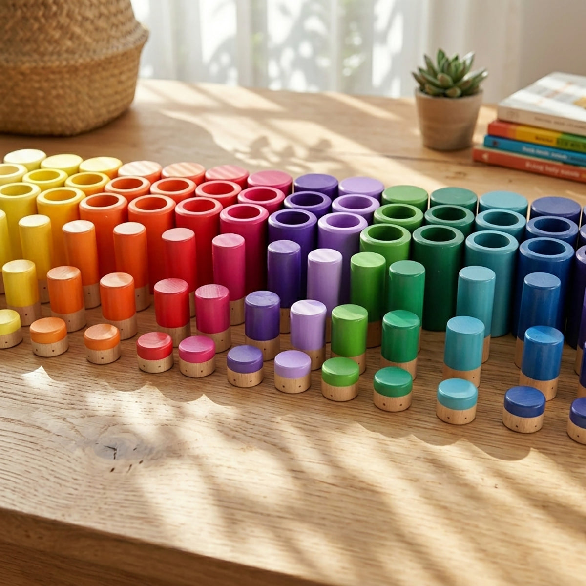 72-Piece Wooden Sorting Open-Ended Waldorf Nesting & Stacking Toy