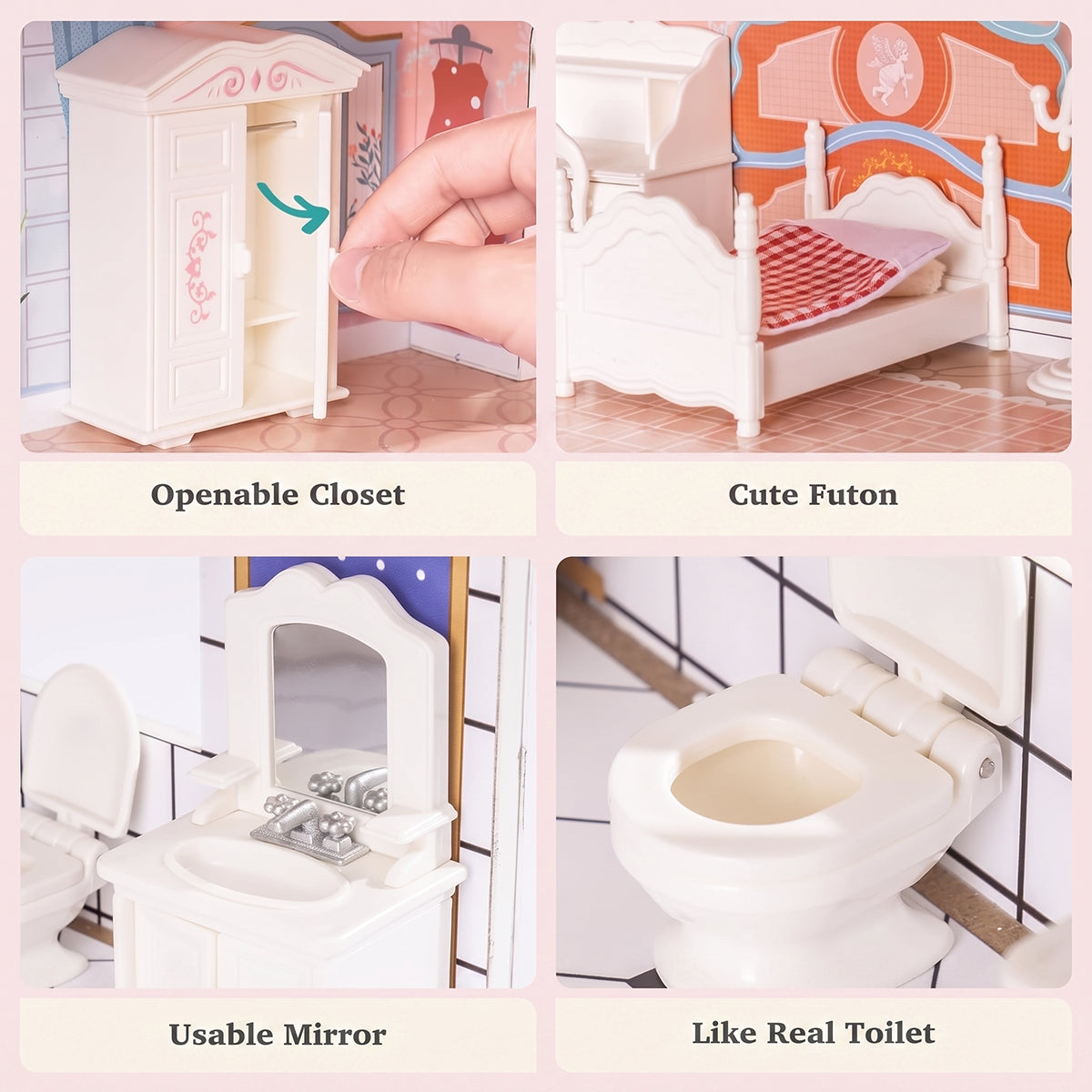 3-Story Wooden Princess Dollhouse