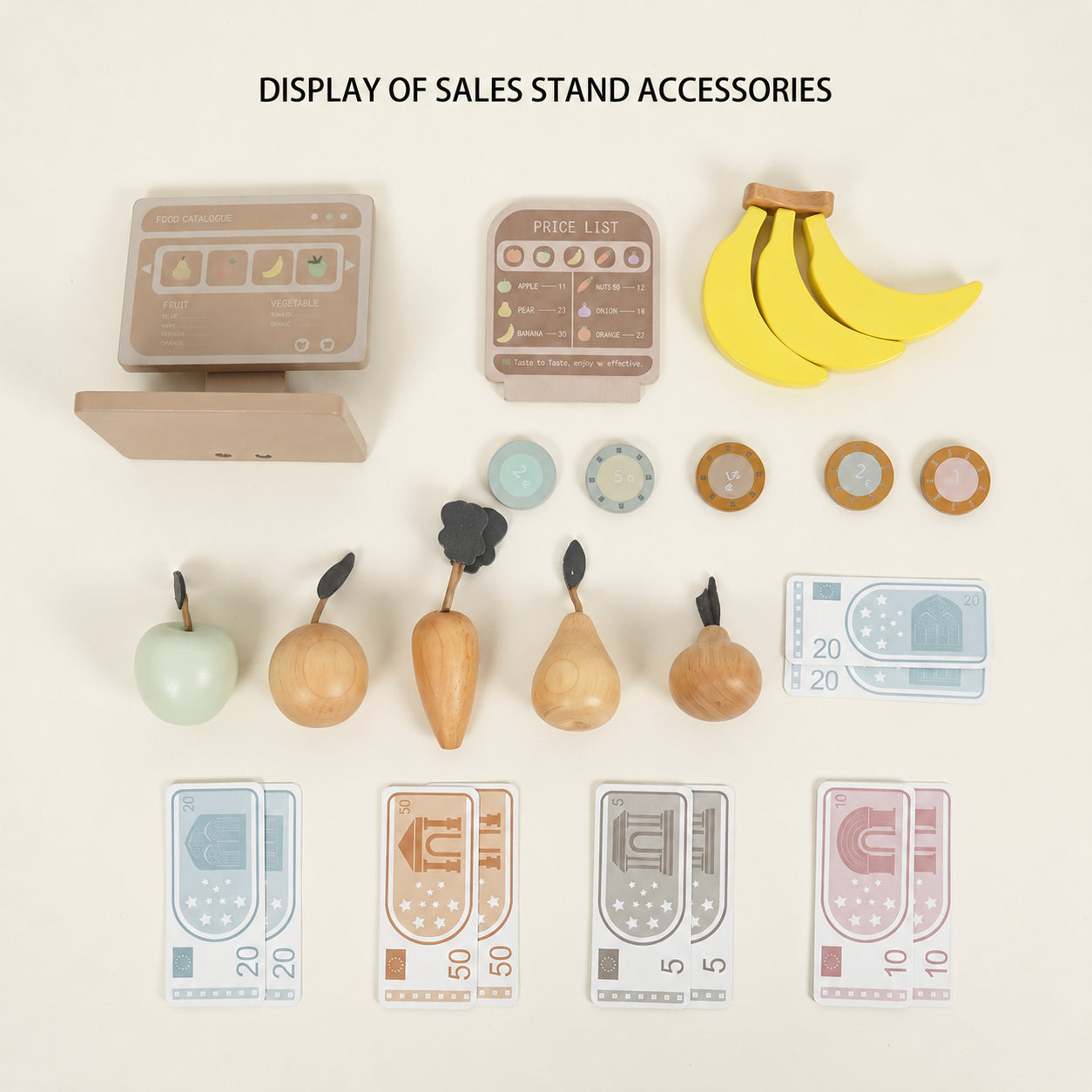 Toddler Pretend Play Market with Wooden Play Food