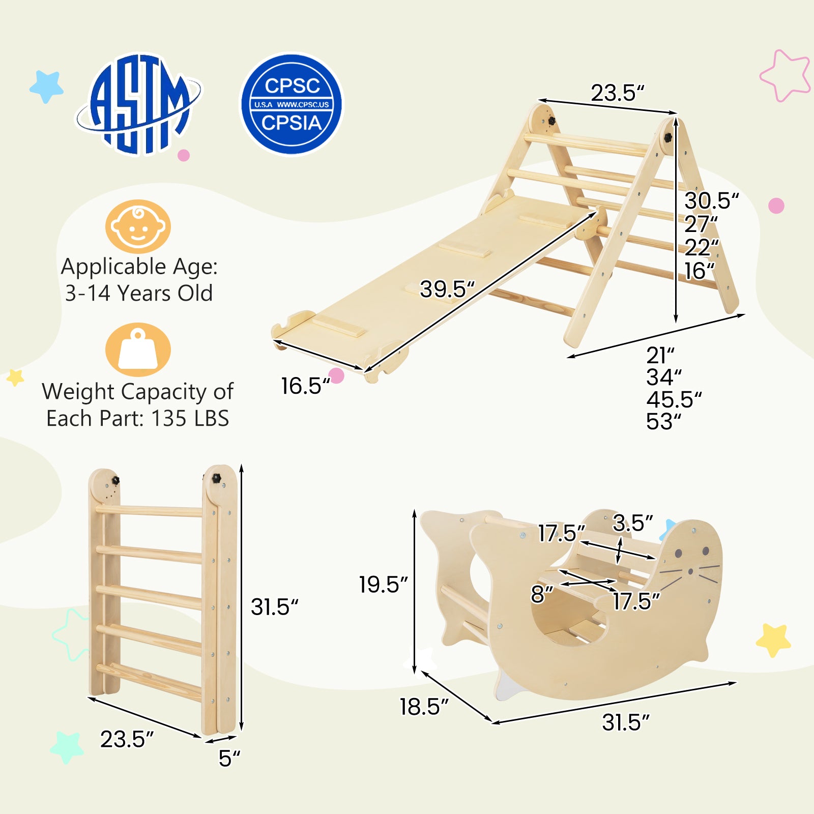 Toddler Indoor Climbing Playset with Reversible Slide & Rock Climb Ramp