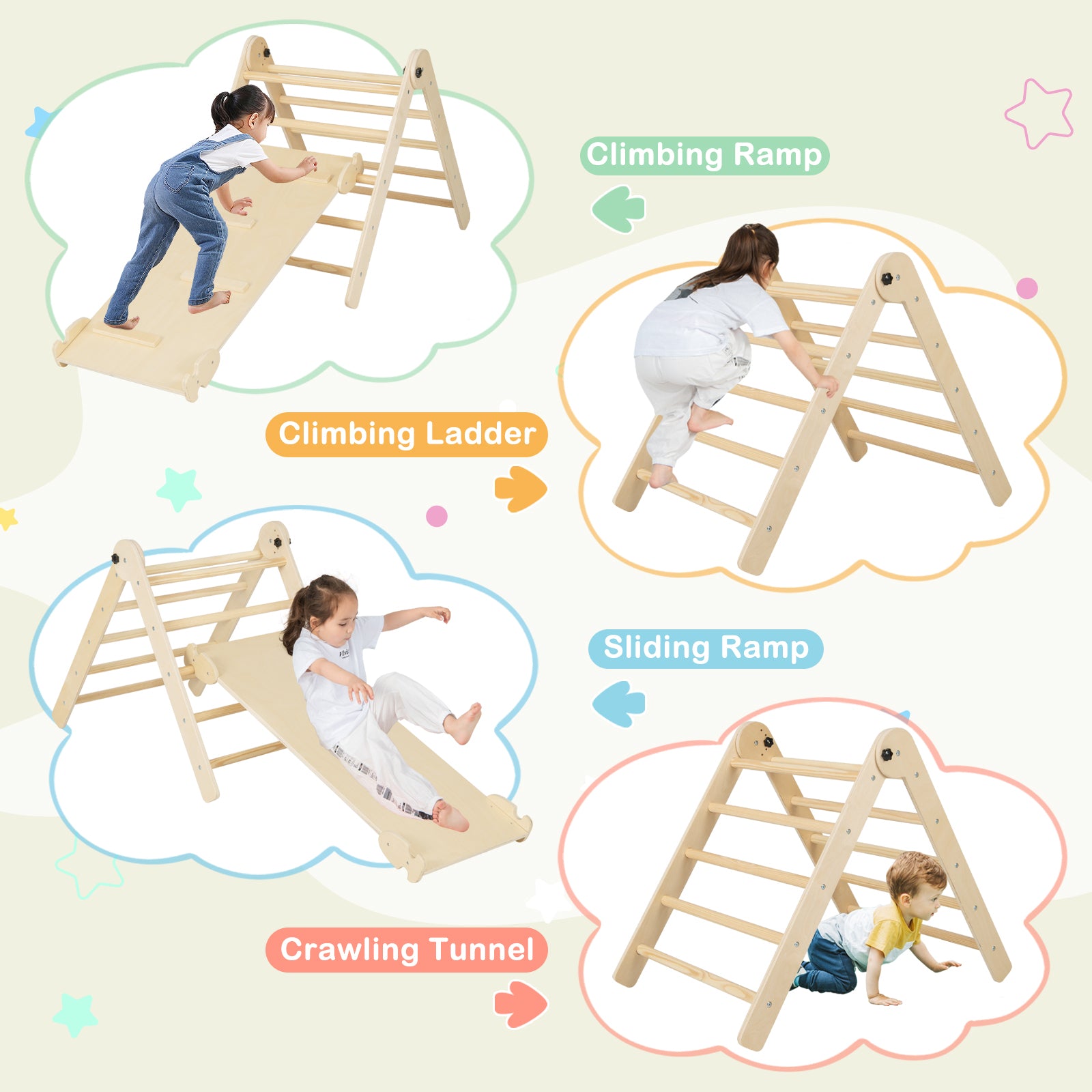 Toddler Indoor Climbing Playset with Reversible Slide & Rock Climb Ramp