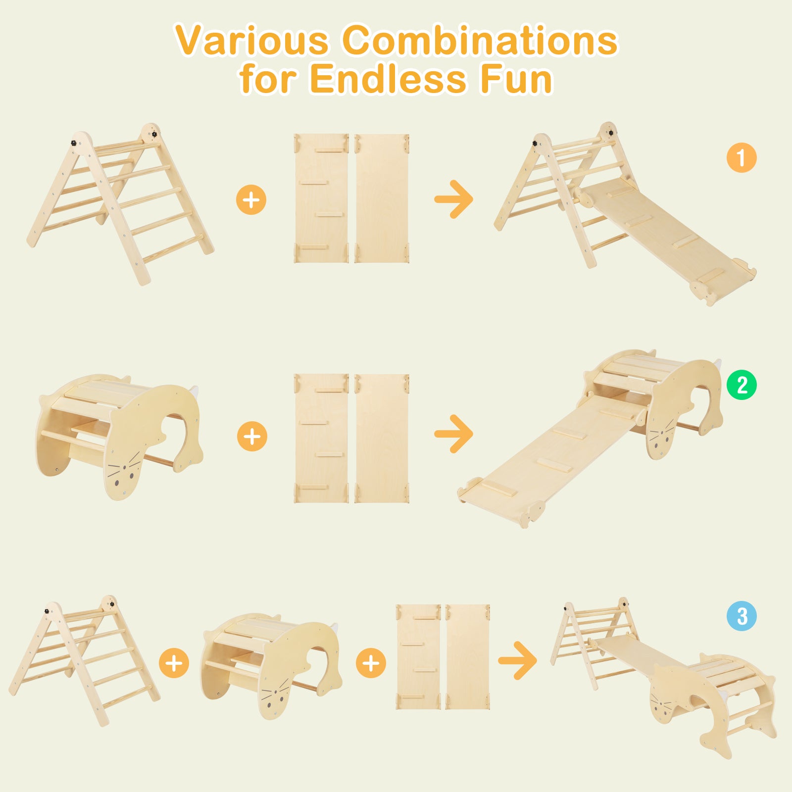 Toddler Indoor Climbing Playset with Reversible Slide & Rock Climb Ramp