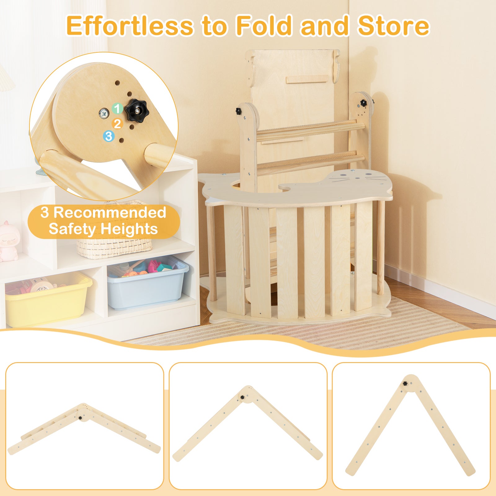 Toddler Indoor Climbing Playset with Reversible Slide & Rock Climb Ramp