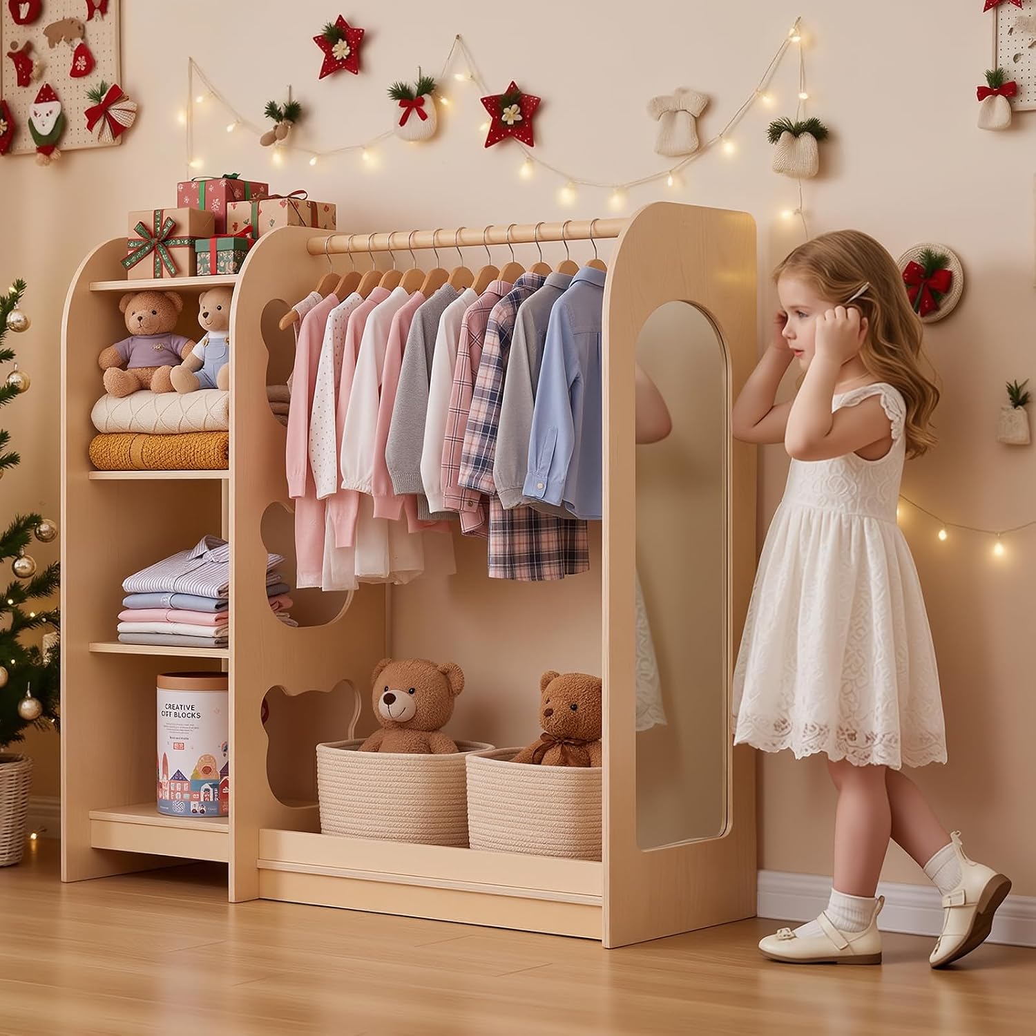 Kids Storage Wardrobe with Mirror