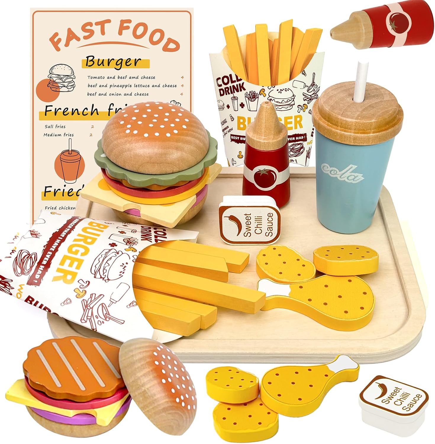 Pretend Play Fast Food Toy with Fries & Drink